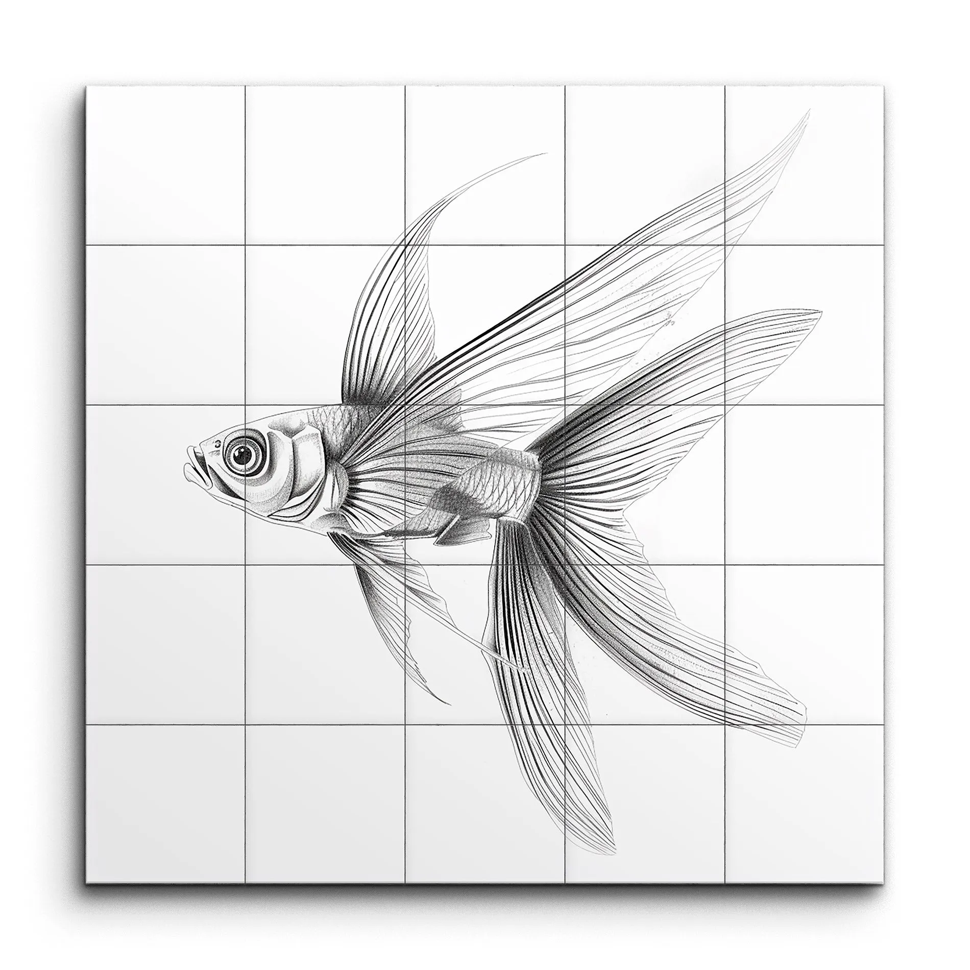 Graceful Angelfish Monochrome Art