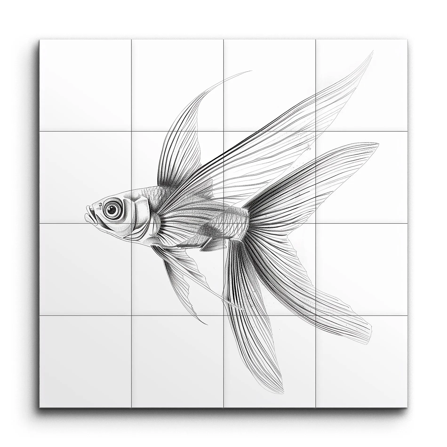 Graceful Angelfish Monochrome Art