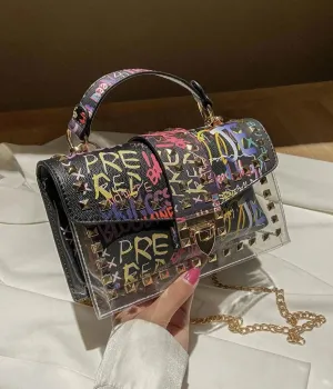 Graffiti Decor Flap Square Bag