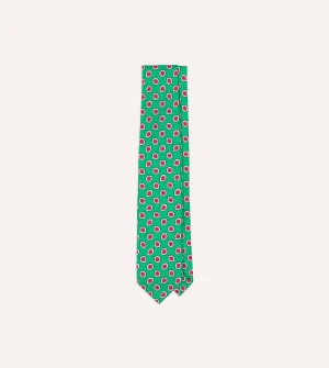 Green Hexagon Tile Print Silk Self-Tipped Tie