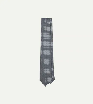 Grey Mini Circular Dot Silk Self Tipped Tie