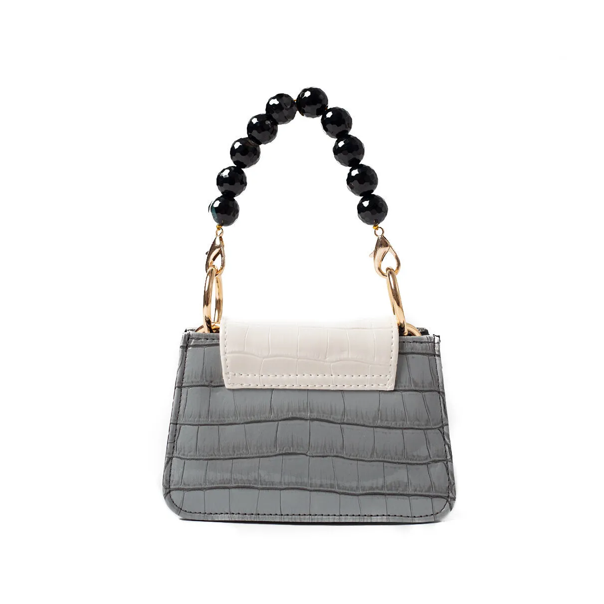 Grey White Black Vegan Croc Horra Bag