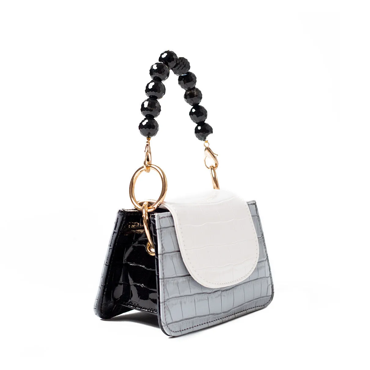 Grey White Black Vegan Croc Horra Bag