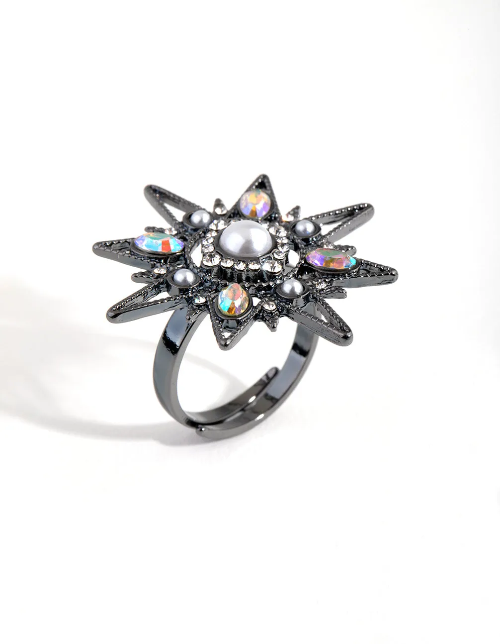 Gunmetal Statement Star Ring