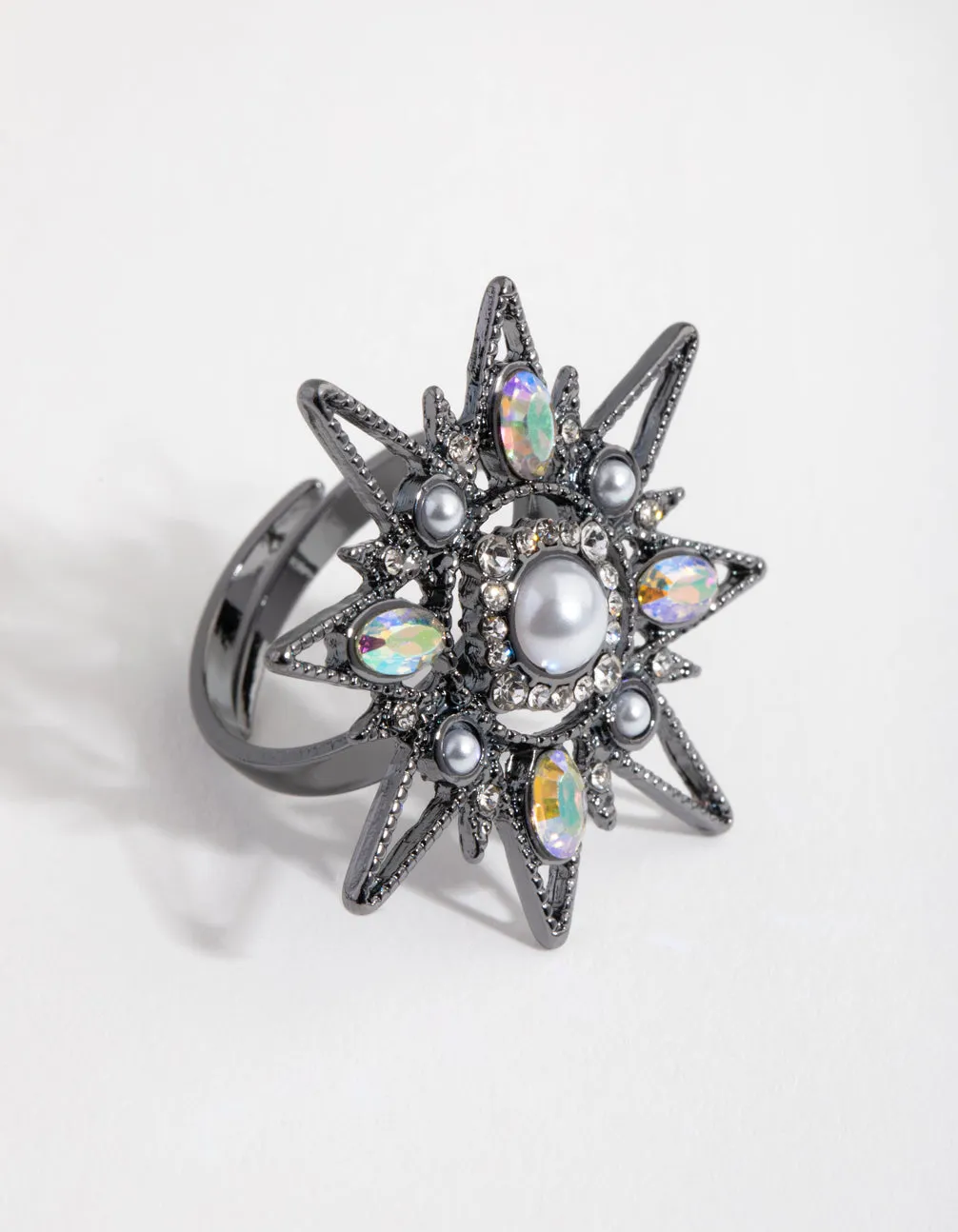 Gunmetal Statement Star Ring