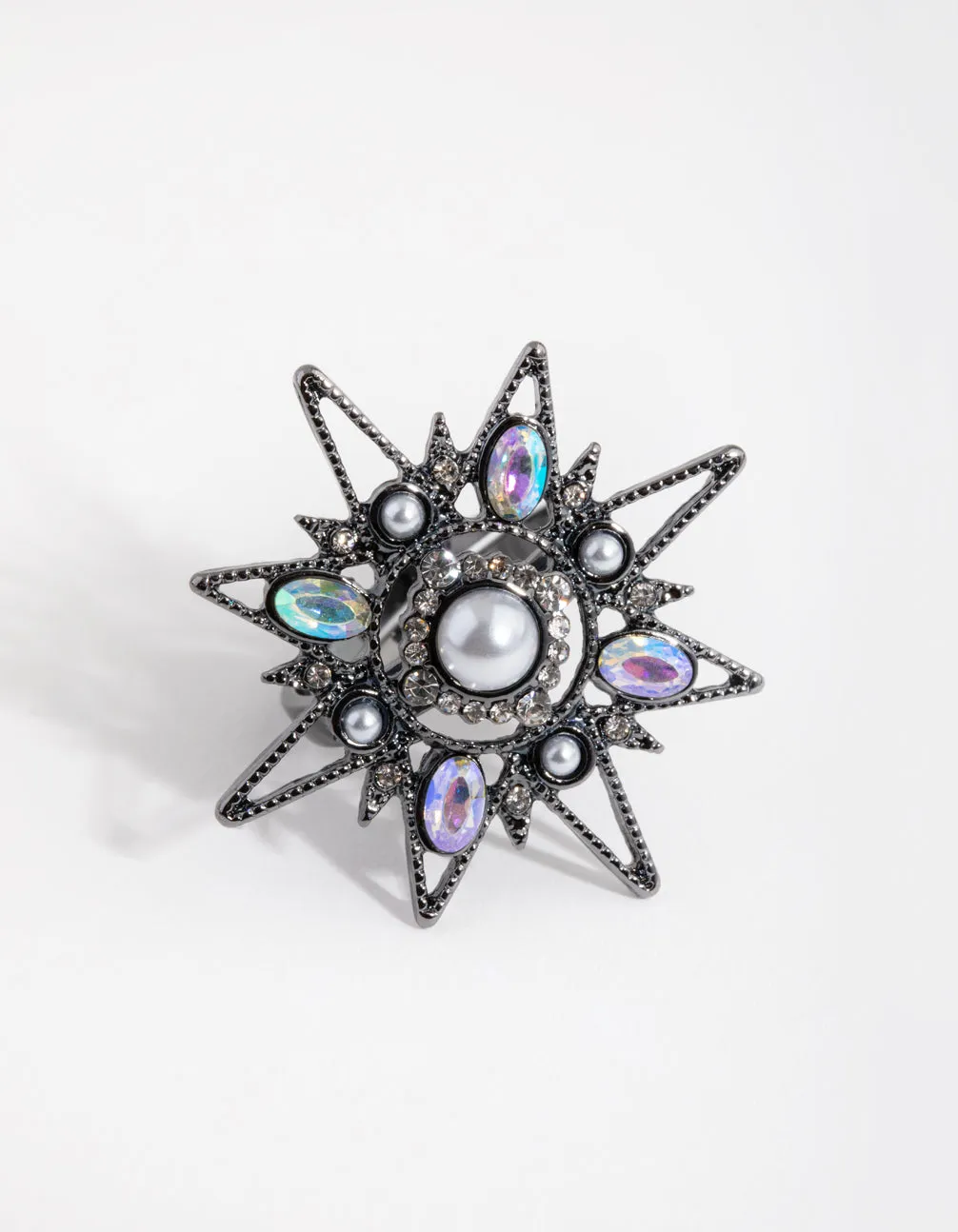 Gunmetal Statement Star Ring