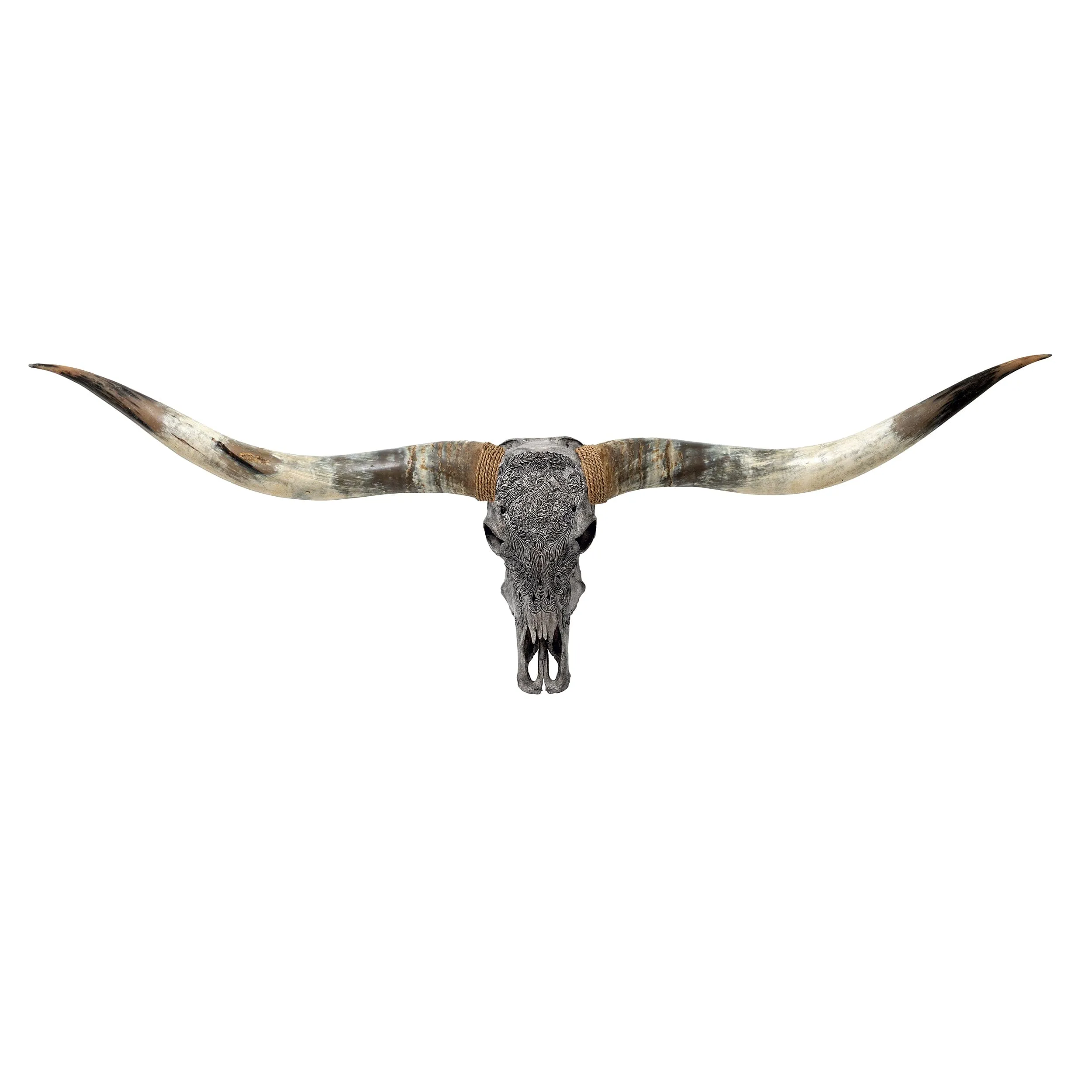 Hand Carved Longhorn Skull // XL Horns - Gray Aquarius