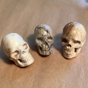 Hand-Carved Wood Skulls, Small