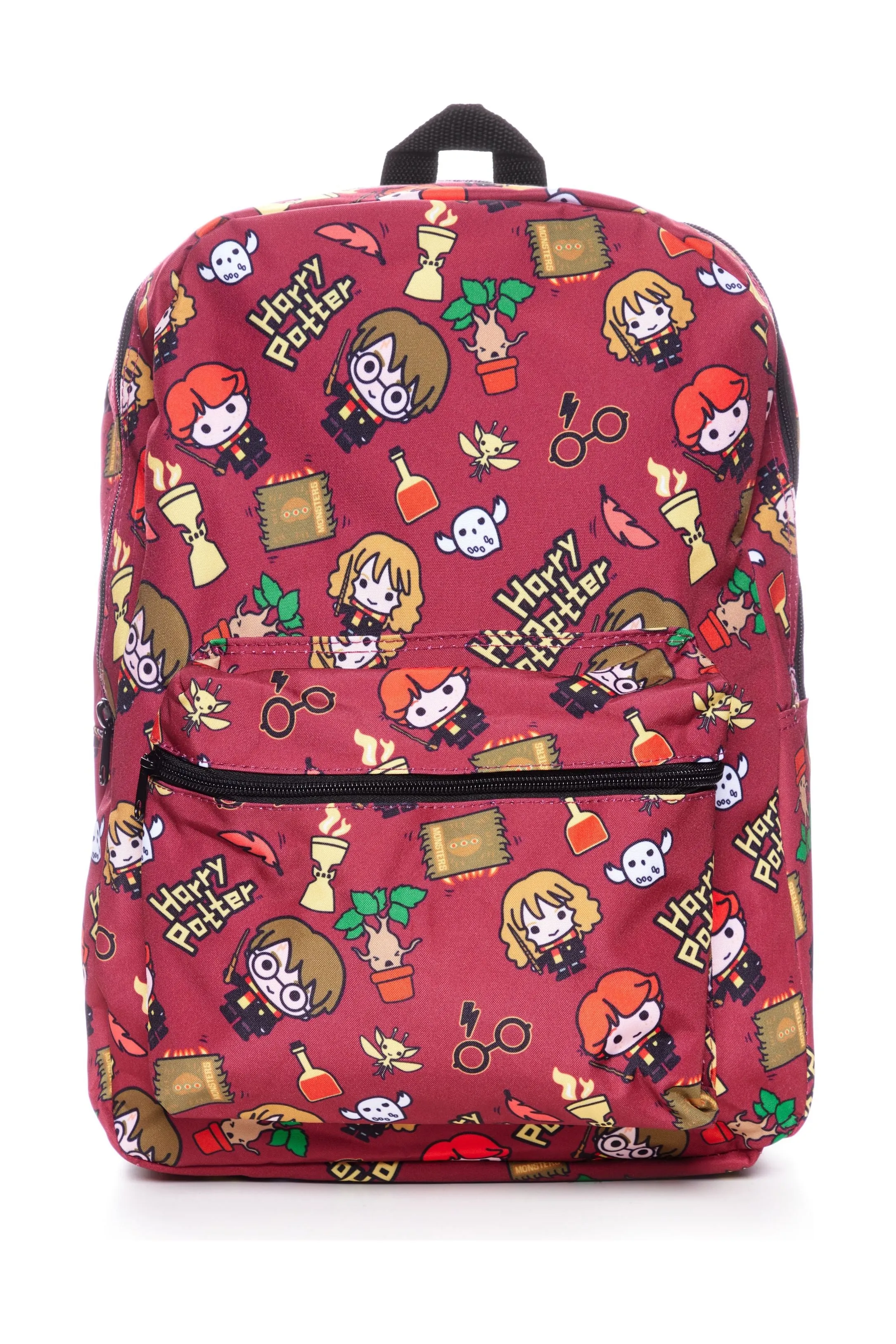 Harry Potter Chibi Character Style Print Backpack Burgundy