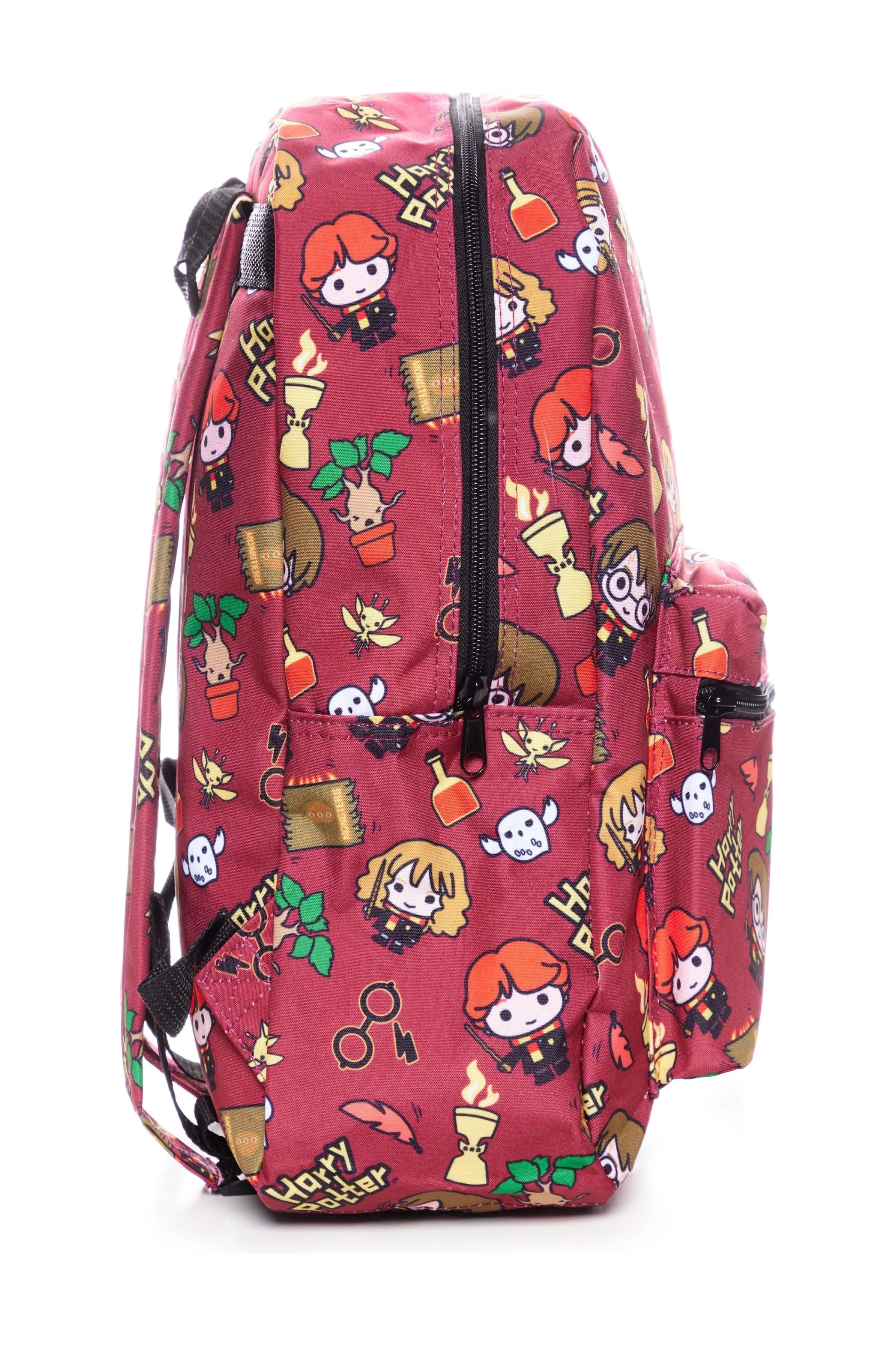 Harry Potter Chibi Character Style Print Backpack Burgundy