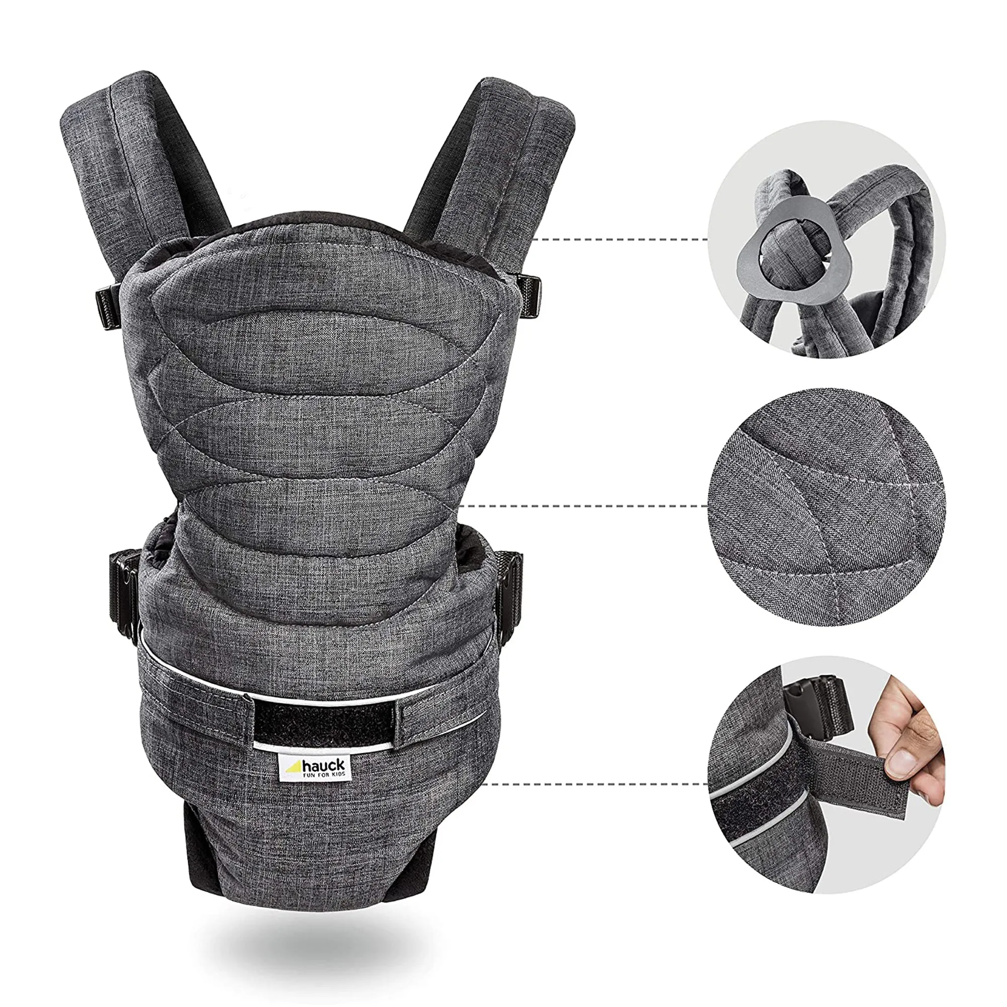 Hauck 2 Way Carrier Baby Carrier Melange Charcoal Birth  to 9M - Distressed Box