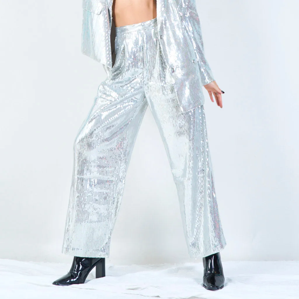 High-shine sequin trousers wholesale