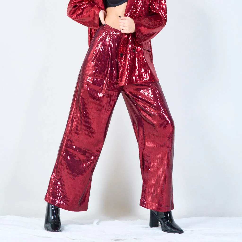 High-shine sequin trousers wholesale