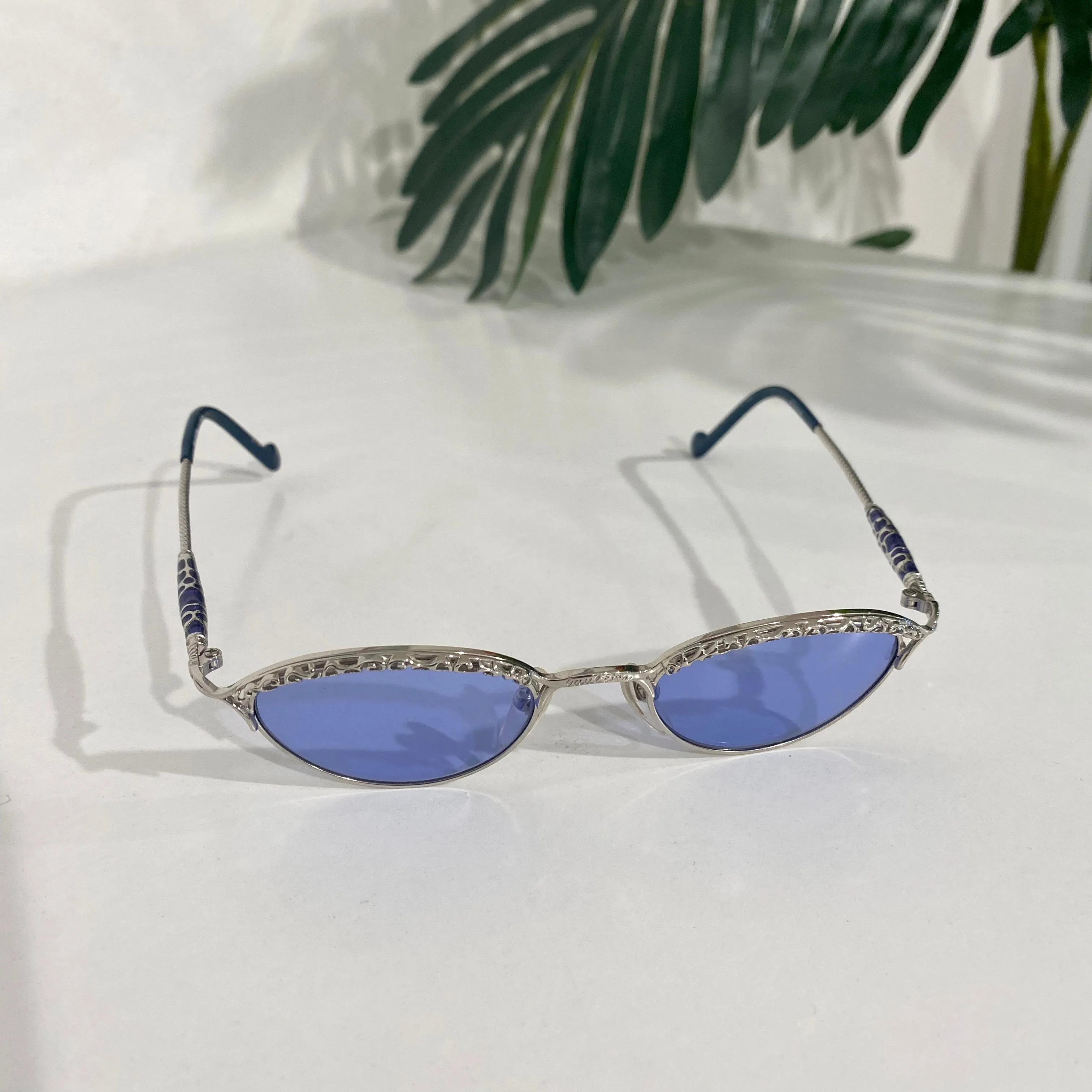 Jean Paul Gaultier Vintage Blue Lens Small Frame Sunglasses