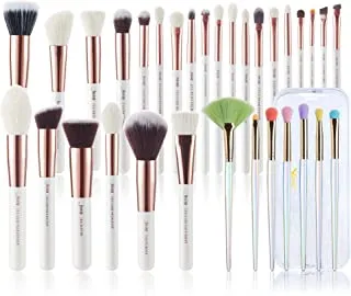 Jessup Makeup Brushes Set Professional Wood 25pcs and Fantasy Eyeshadow Brushes Acrylic Handle 7pcs with Makeup Bag