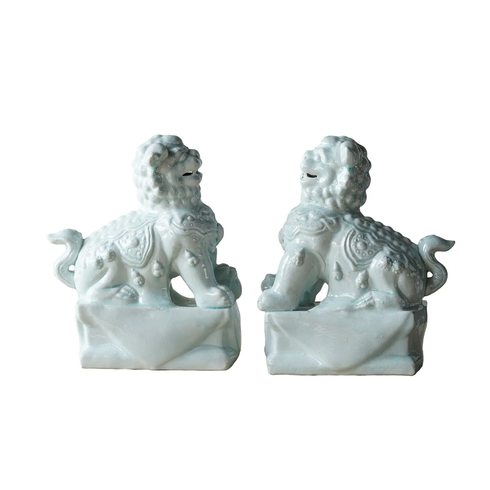 Jingdezhen Porcelain Lion Sitting, Pair