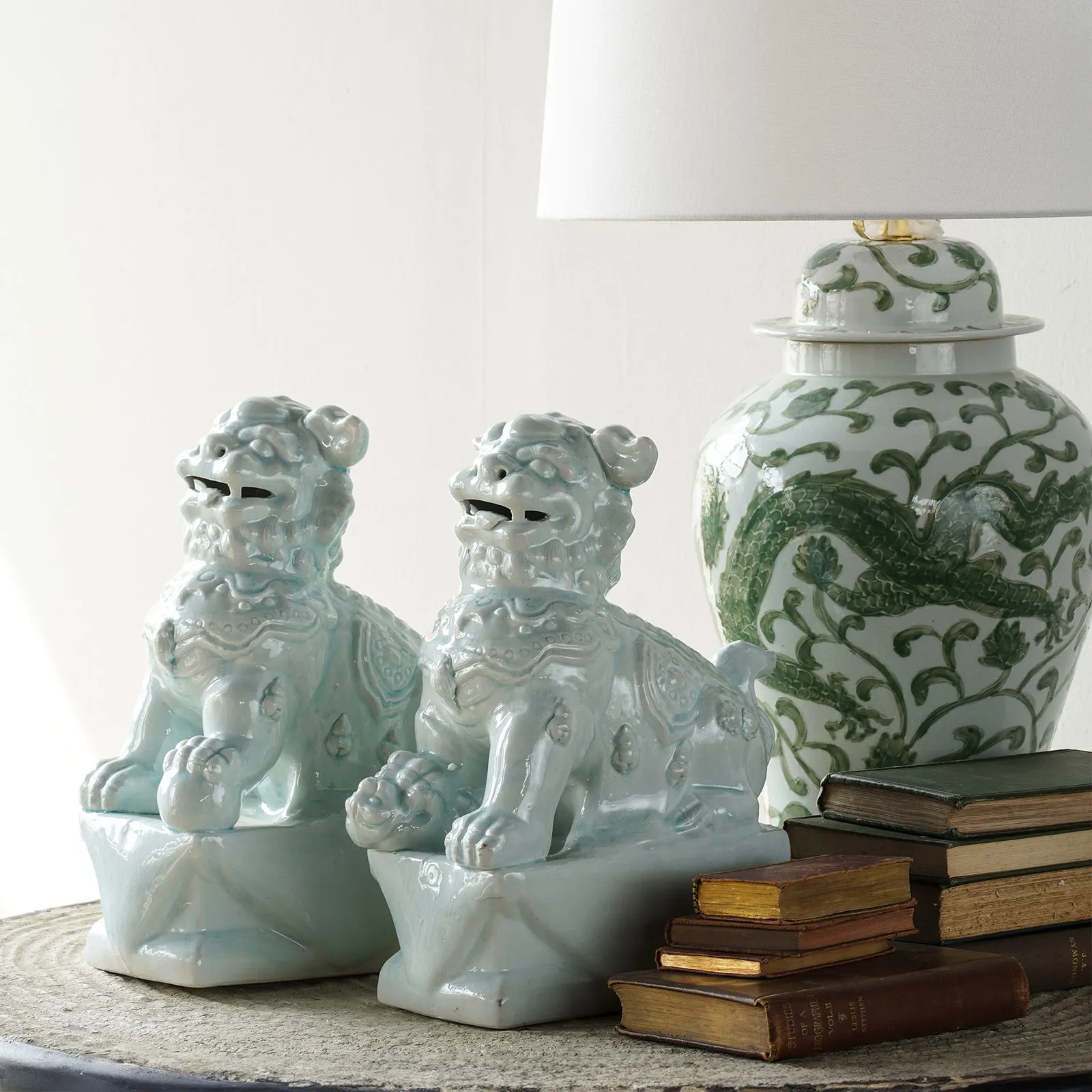 Jingdezhen Porcelain Lion Sitting, Pair