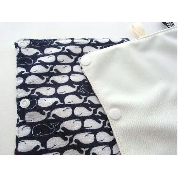 Jinglebib Drool Pad - Navy White Whale Nautical