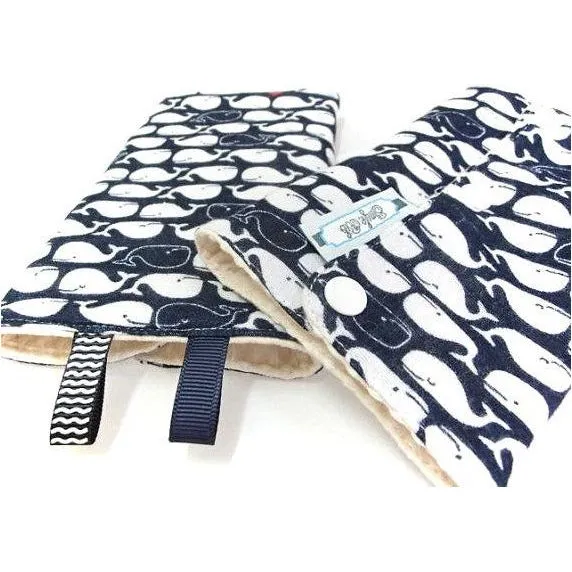 Jinglebib Drool Pad - Navy White Whale Nautical