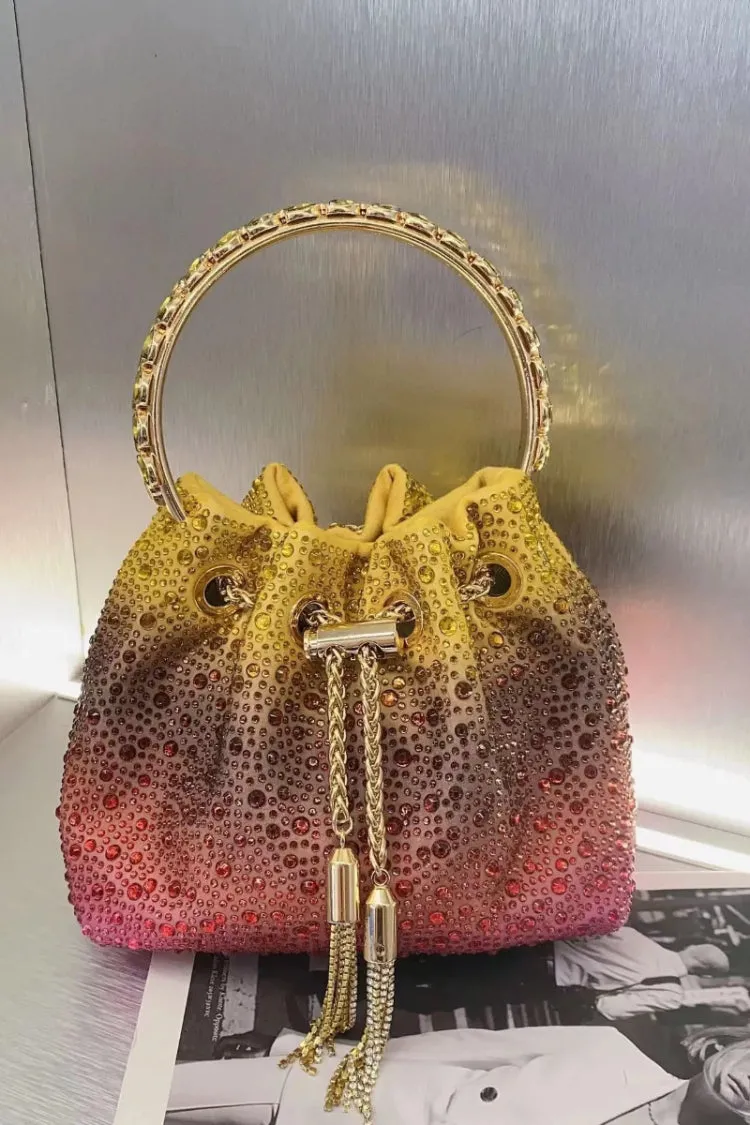 Jojo Multicolored Crystal Embellished Bucket Bag