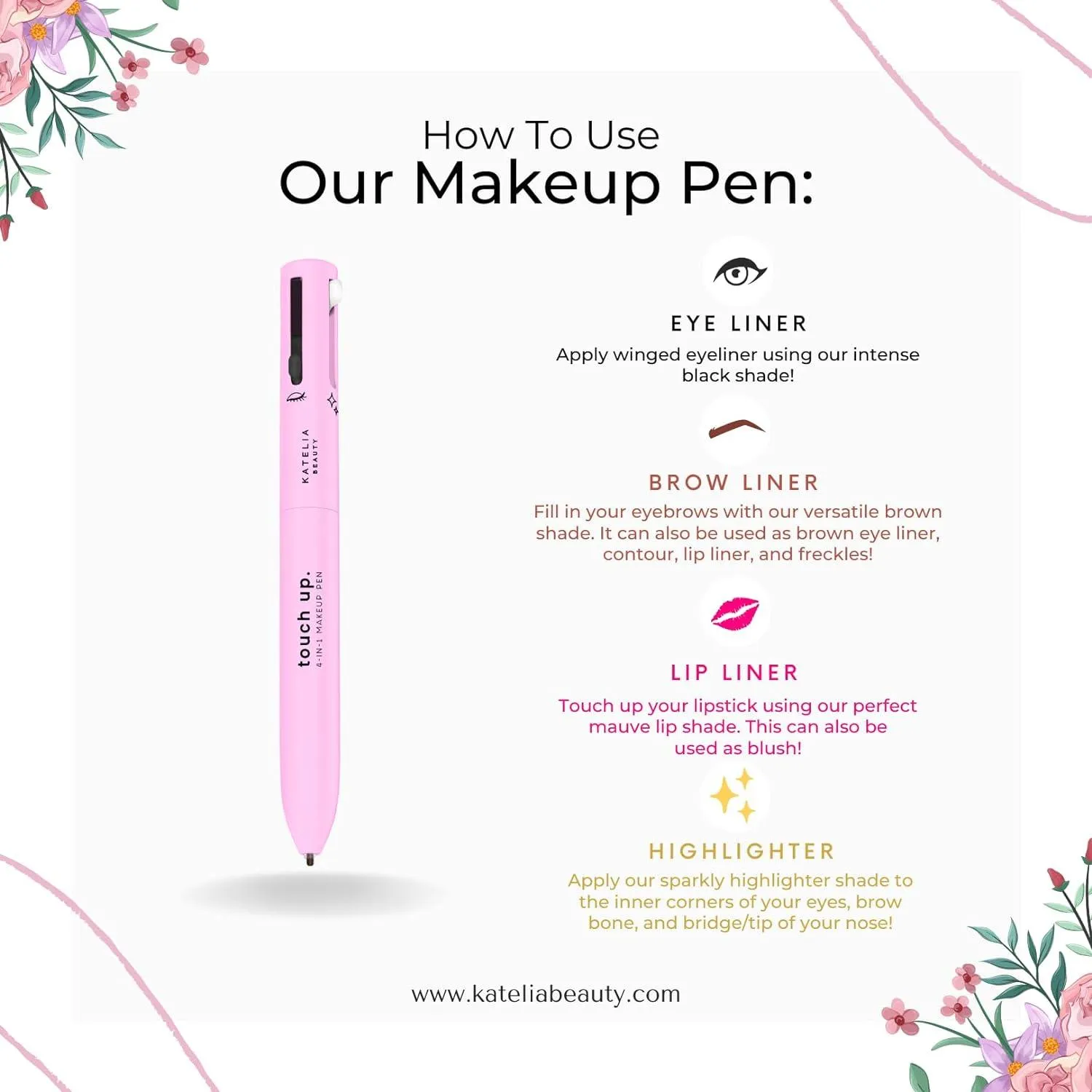 Katelia Beauty - Touch up 4 in 1 Makeup Pen