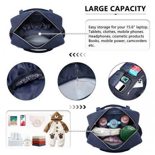 Kono Versatile Diaper Changing Tote Bag - Built-In Changing Mat, Thermal Insulation, Waterproof Design - Navy