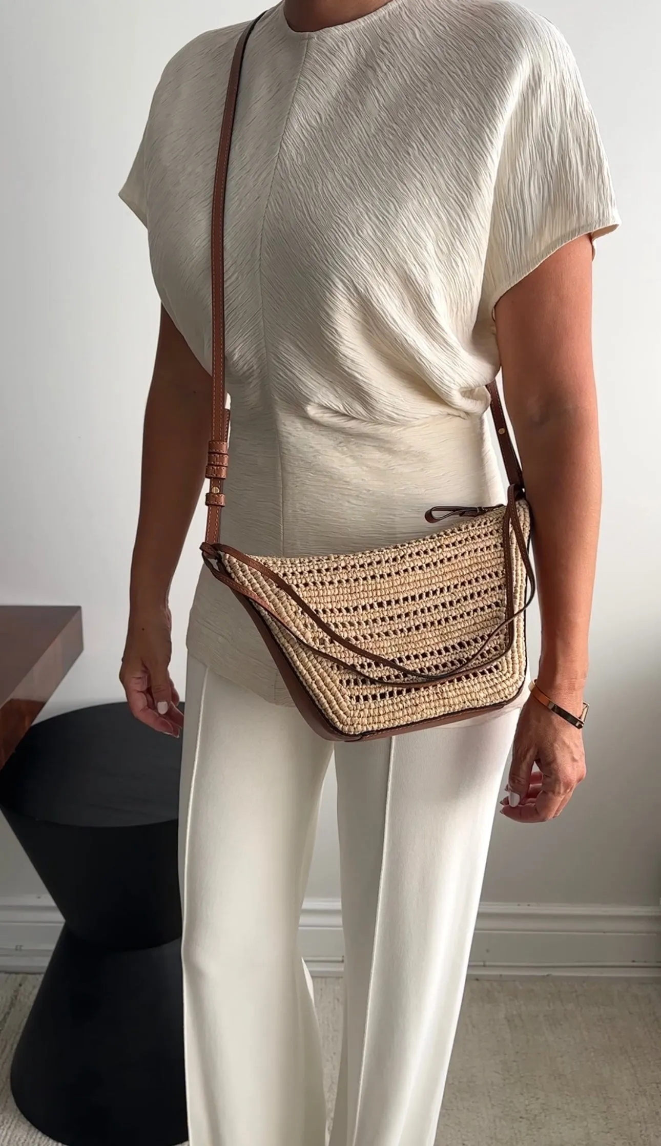 Loewe x Paula's Ibiza Mini Hammock Raffia Straw Crossbody Bag