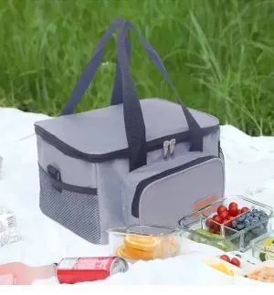 Lunch Box Bag Portable Picnic Bag Multifunctional Double Layer PEVA Waterproof Insulation Freezing Bag Insulated Lunch Bag for Adult