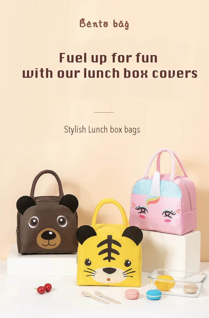 Lunch Box Insulated Bag Soft Leakproof Lunch Bag for Kids Men Women, Durable Thermal Lunch Pail for School Work Office | Fit 6 Cans-Navy Blue Bear