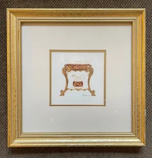 Matted & Gold Framed Antique Bathroom Decor Wash Pitcher & Basin Bath Print