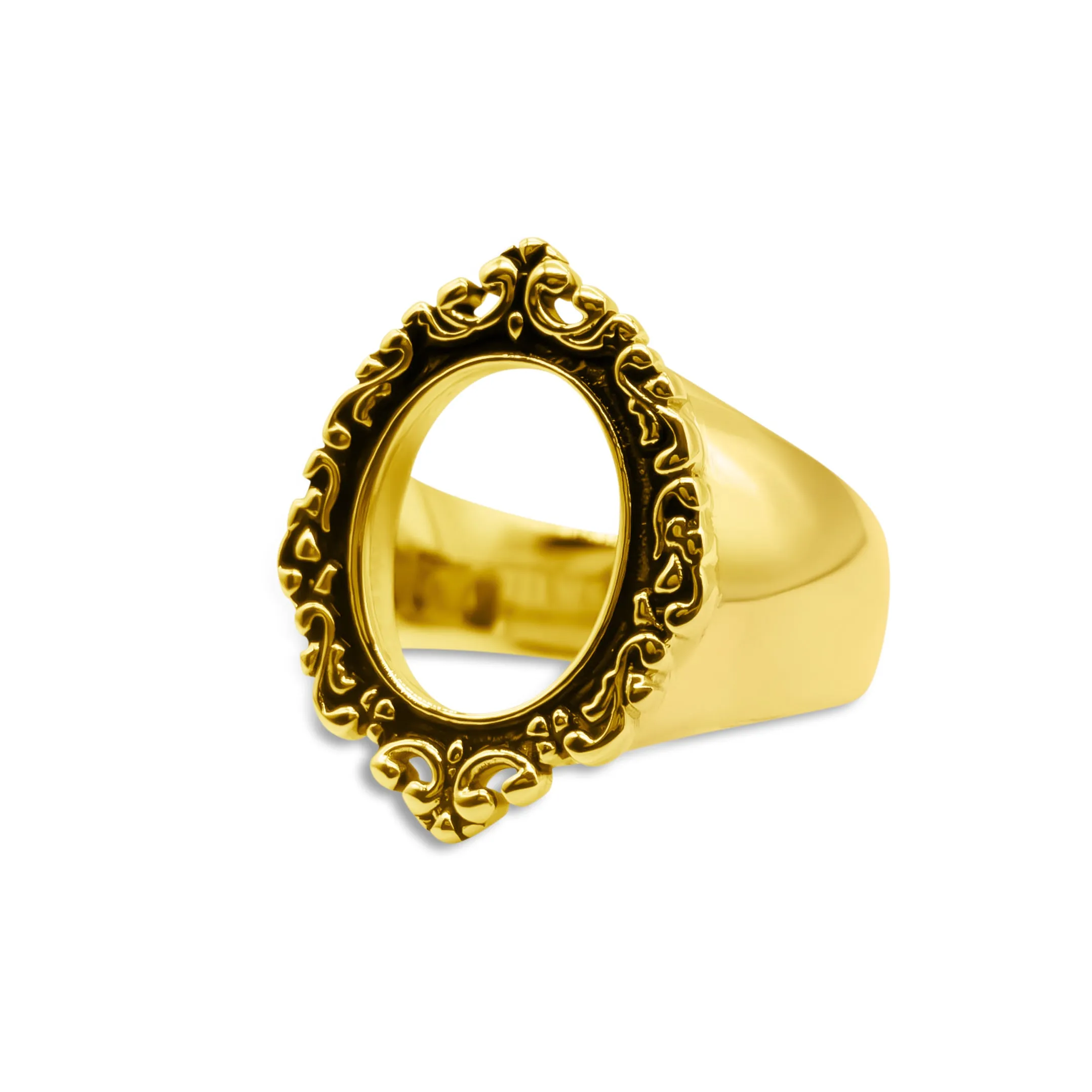 Memoriam Gold Ornate Frame Ring