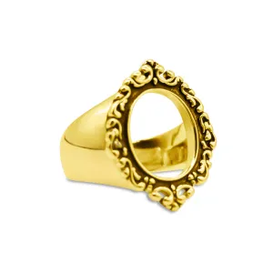 Memoriam Gold Ornate Frame Ring