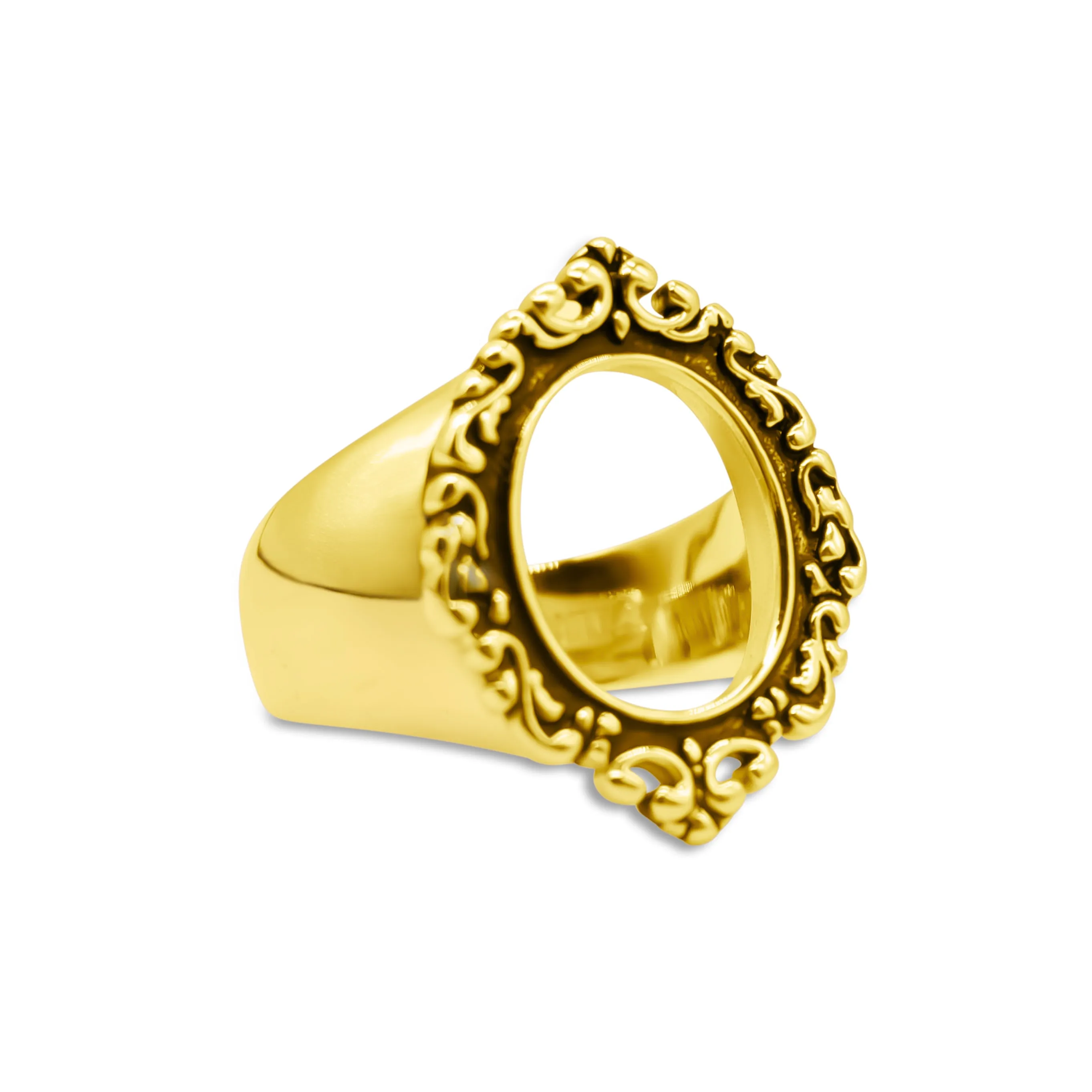 Memoriam Gold Ornate Frame Ring