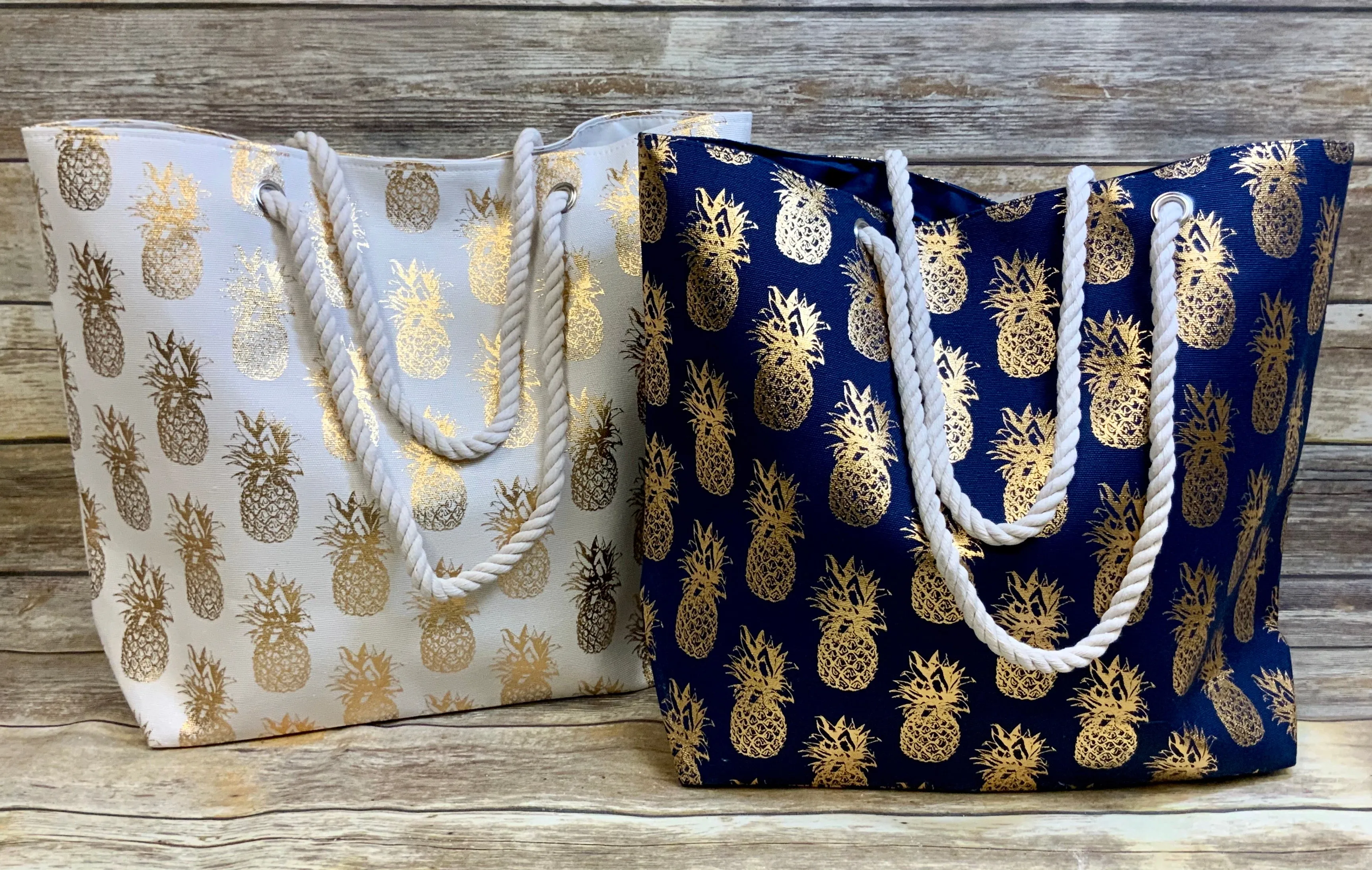 Metallic Pineapple Collection (all sold Separate) Tote, 3 pc travel pouch and travel wristlet.