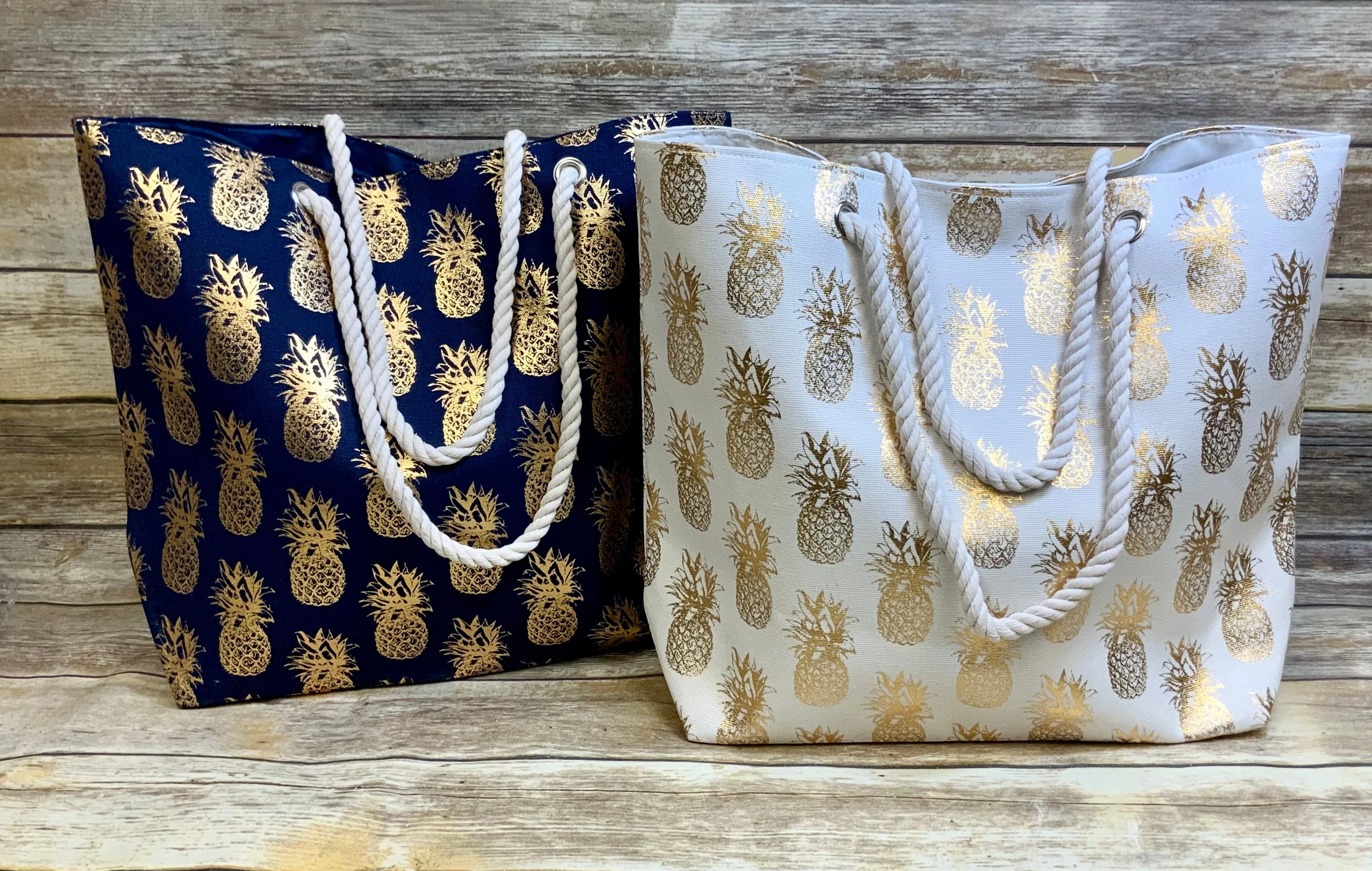 Metallic Pineapple Collection (all sold Separate) Tote, 3 pc travel pouch and travel wristlet.