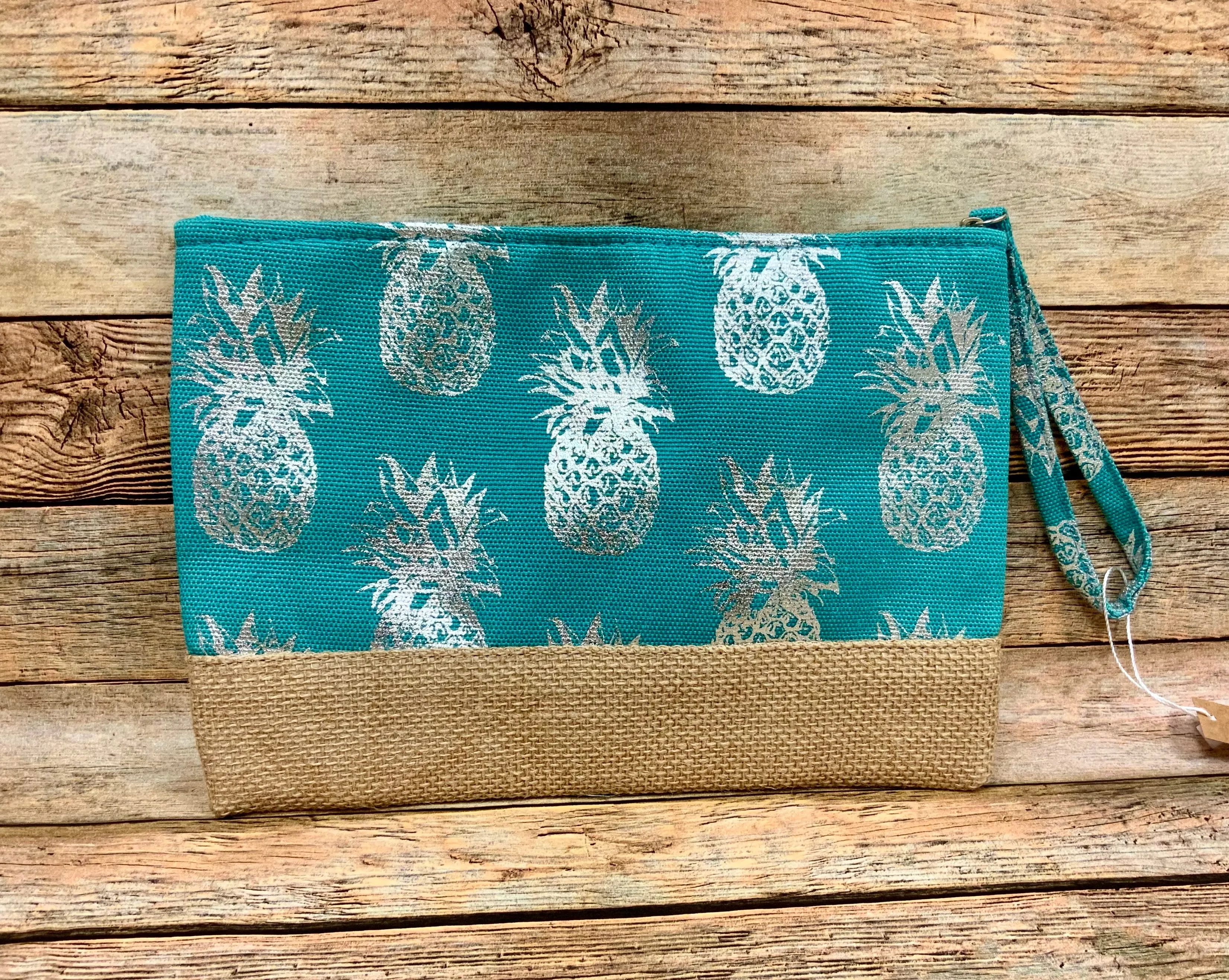 Metallic Pineapple Collection (all sold Separate) Tote, 3 pc travel pouch and travel wristlet.