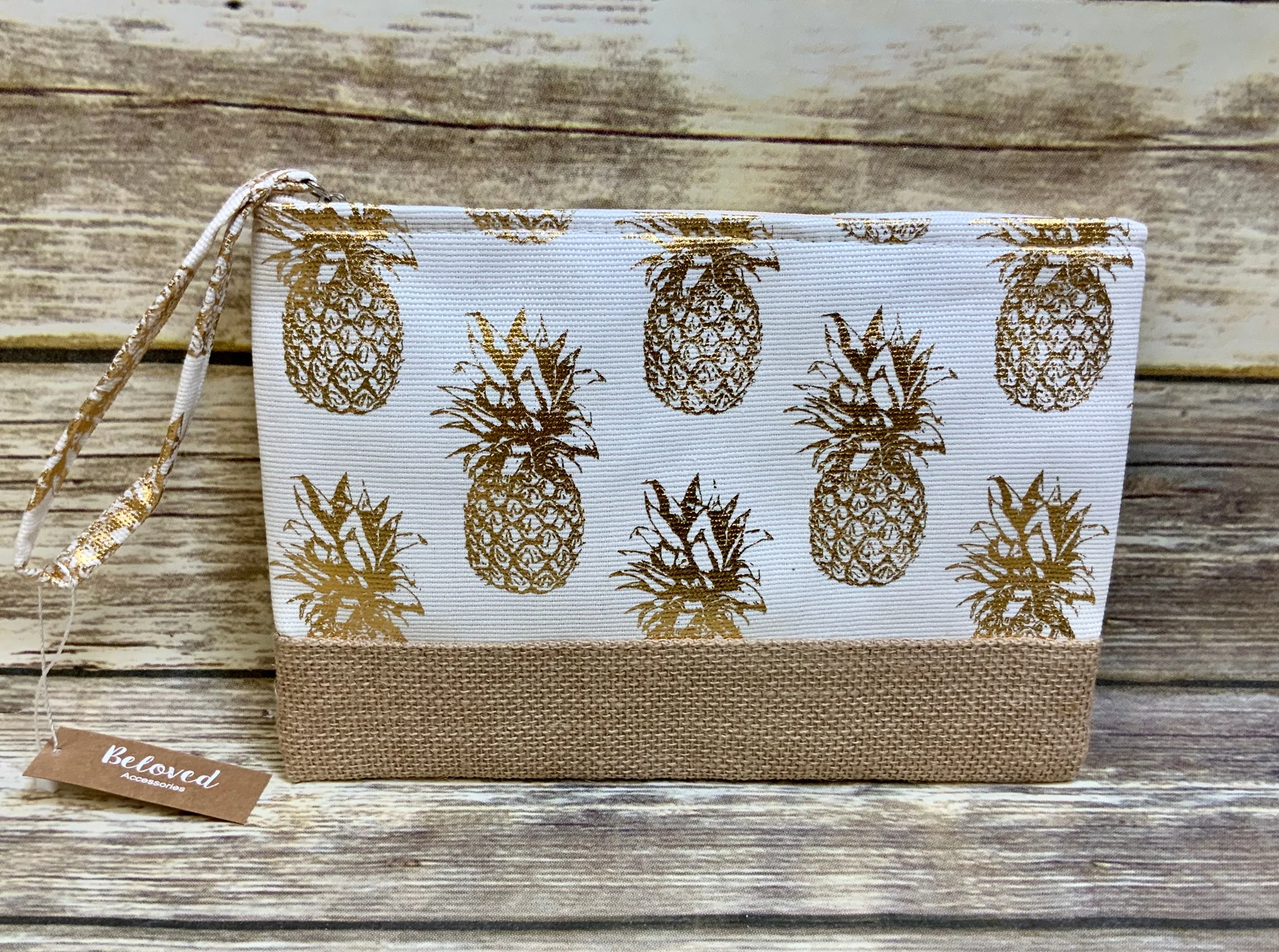 Metallic Pineapple Collection (all sold Separate) Tote, 3 pc travel pouch and travel wristlet.