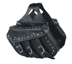 Milwaukee Leather SH55102 Black PVC Zip Off Medium Size Chrome Studded Motorcycle Saddlebag