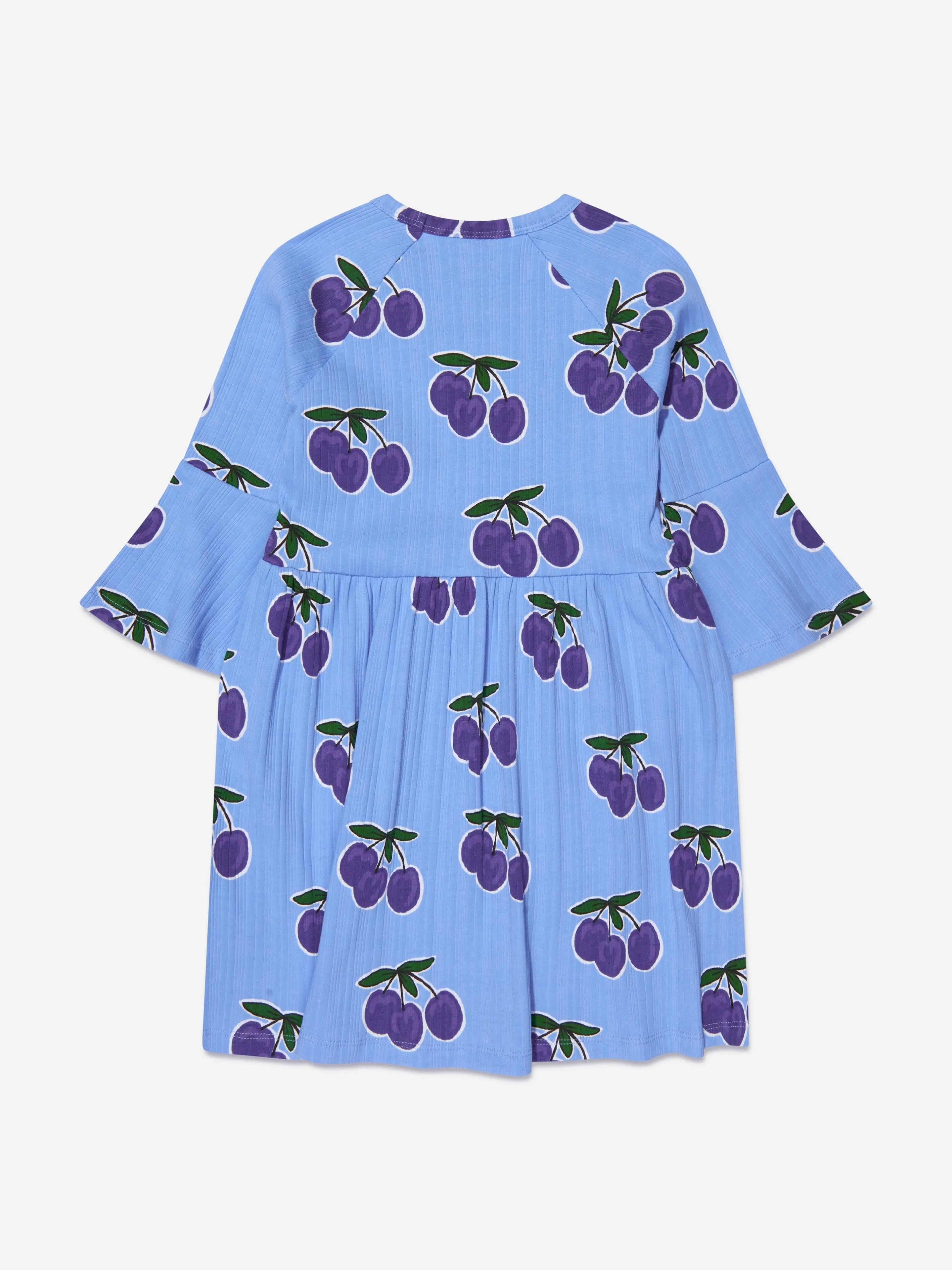 Mini Rodini Girls Plum Trumpet Sleeve Dress in Blue