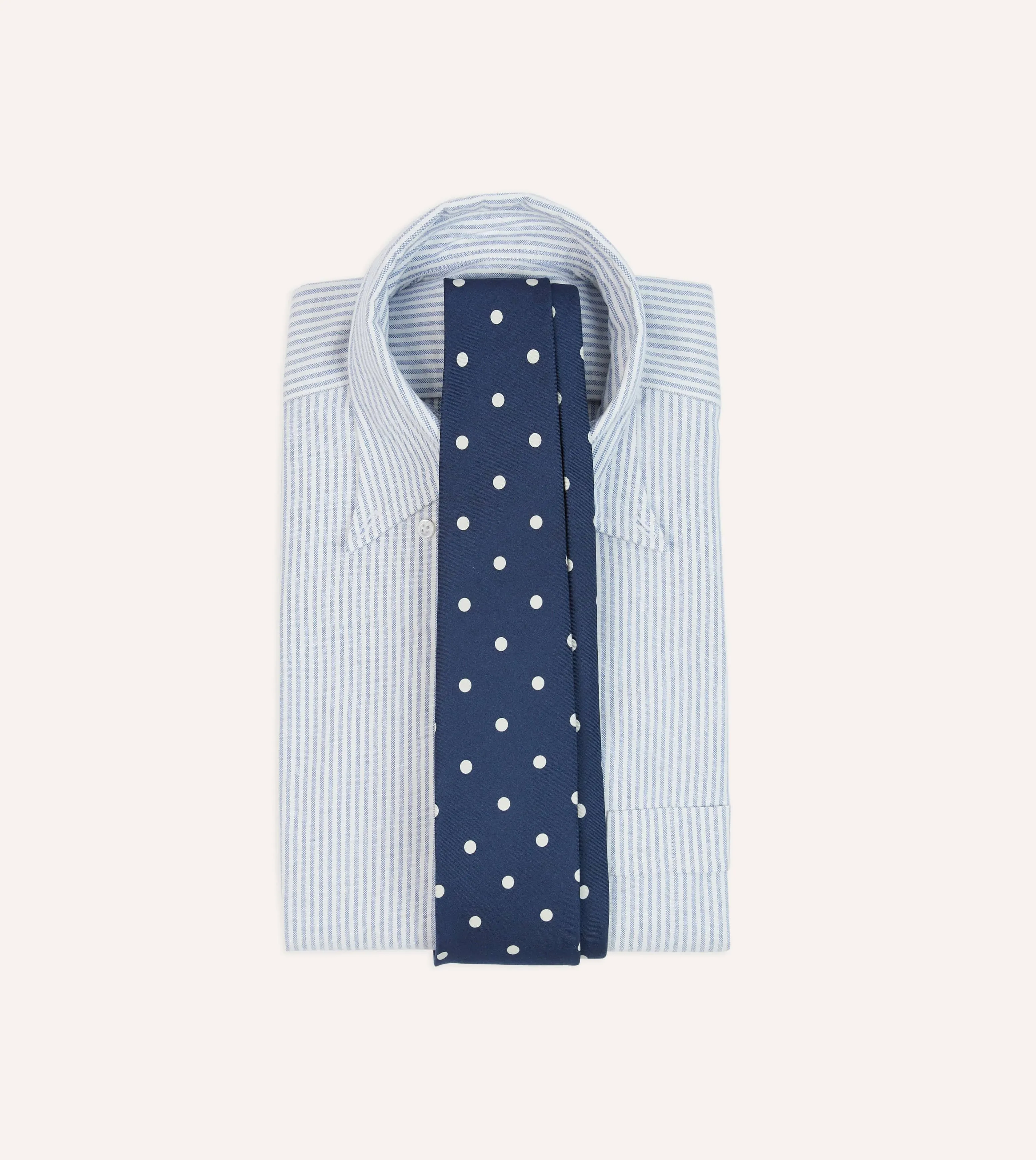 Navy Polka Dot Silk Self-Tipped Tie