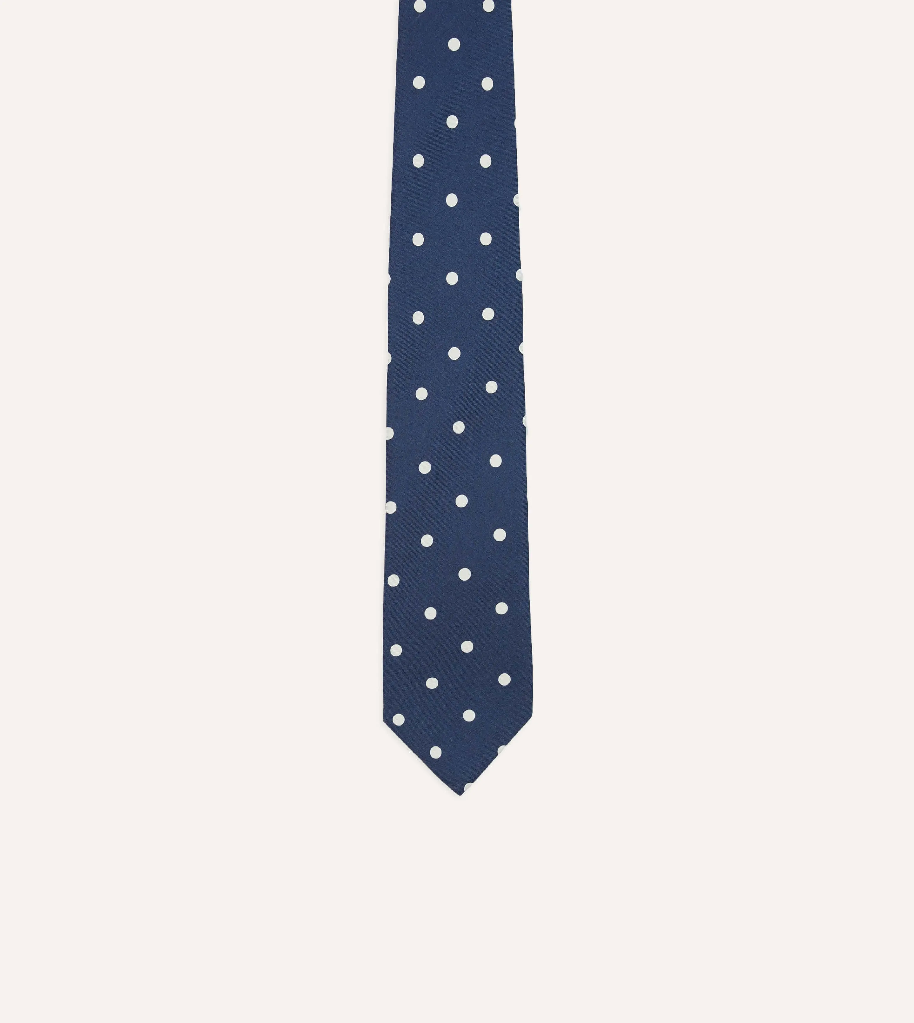 Navy Polka Dot Silk Self-Tipped Tie