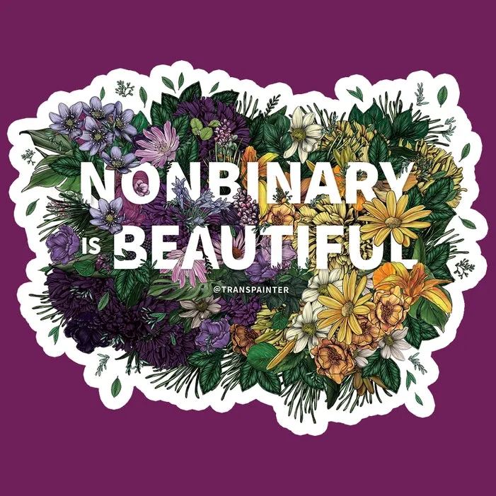 Nonbinary is Beautiful Floral Sticker by Transpainter