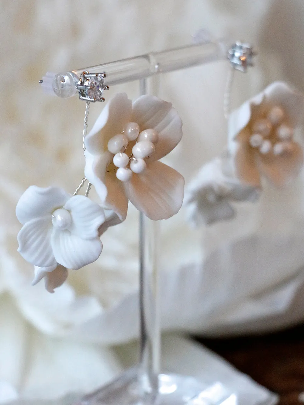 Nuance Porcelain Floral Cluster Earrings