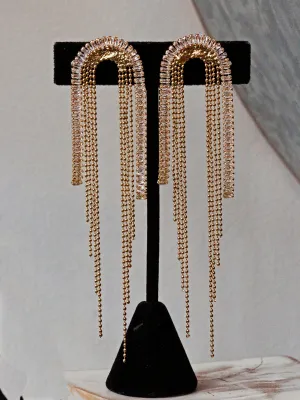 Nuance Sparkle Arch Fringe Drop Earrings