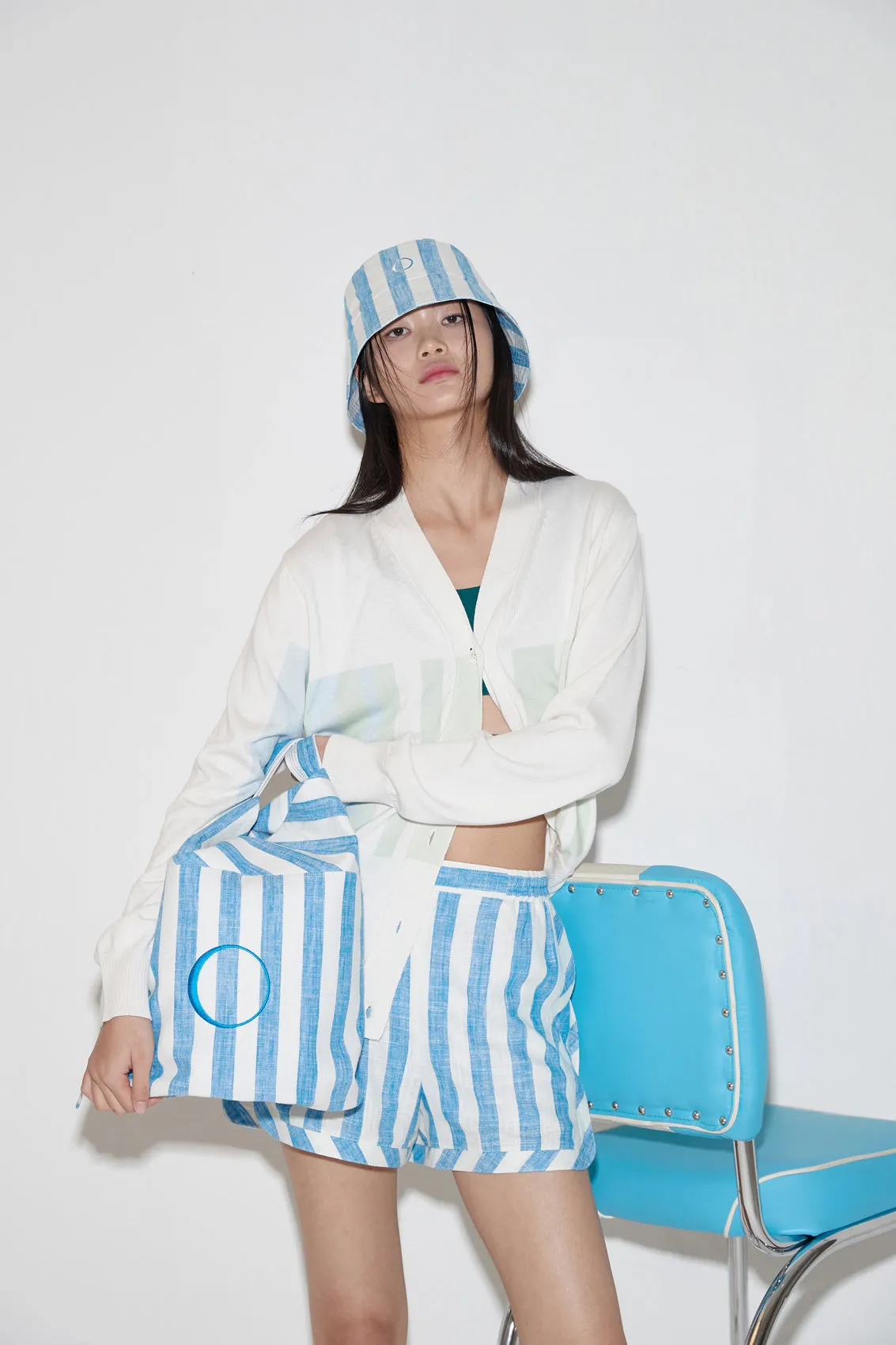 'O' BEACH STRIPE BUCKET BAG