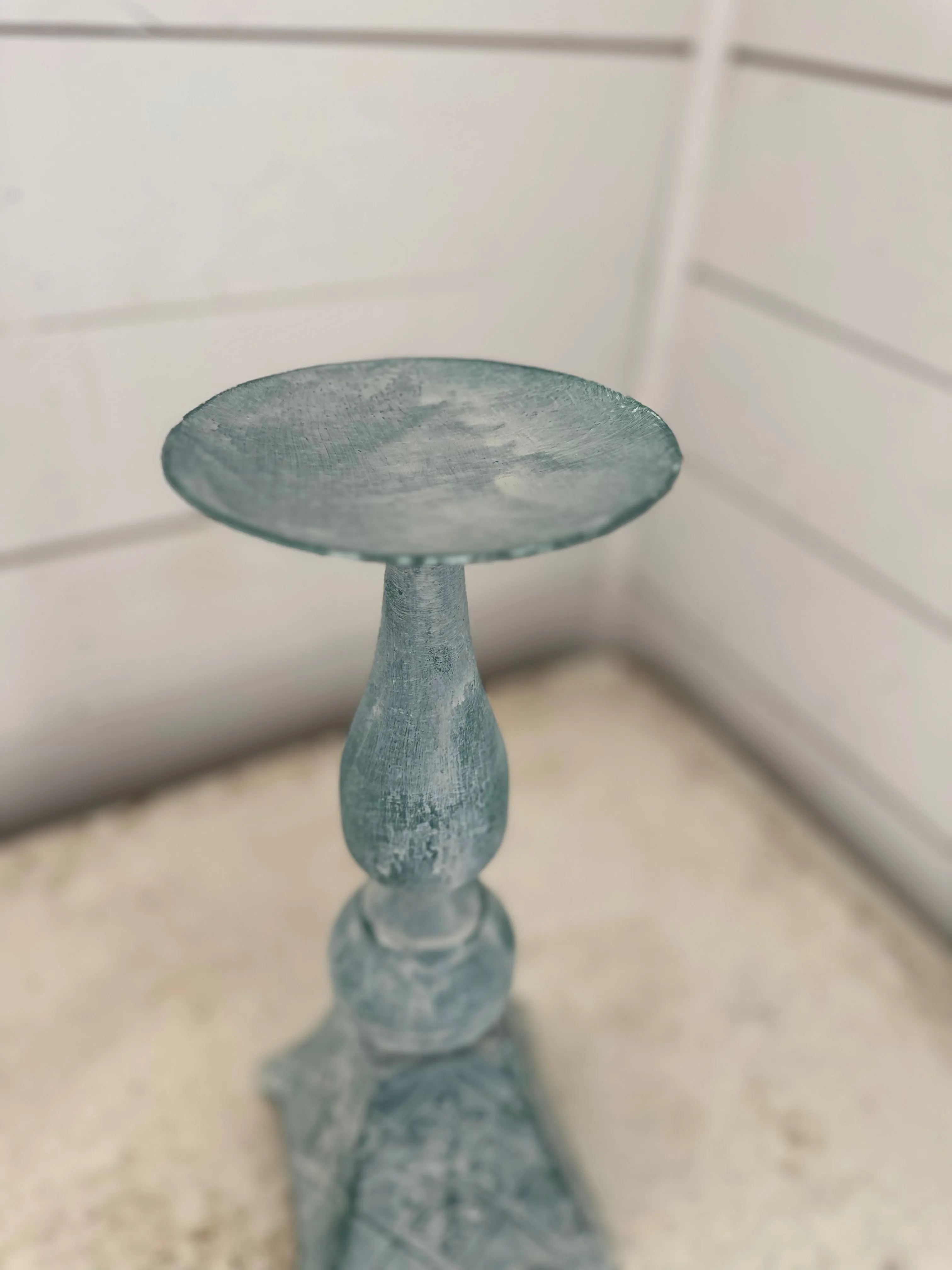 Ornate metal candlestick- hand painted