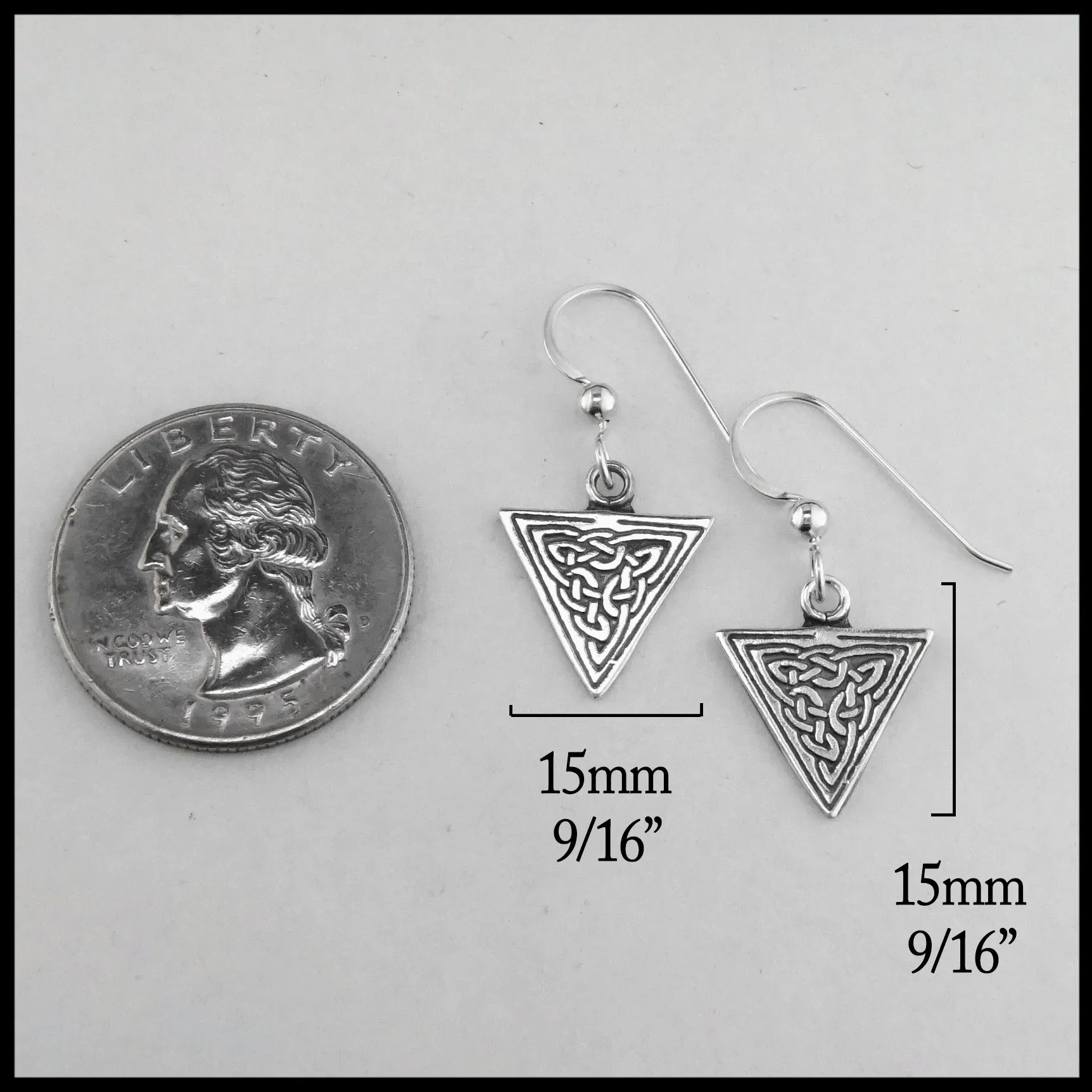 Ornate Triangle Celtic Knot Pendant and Earring Set