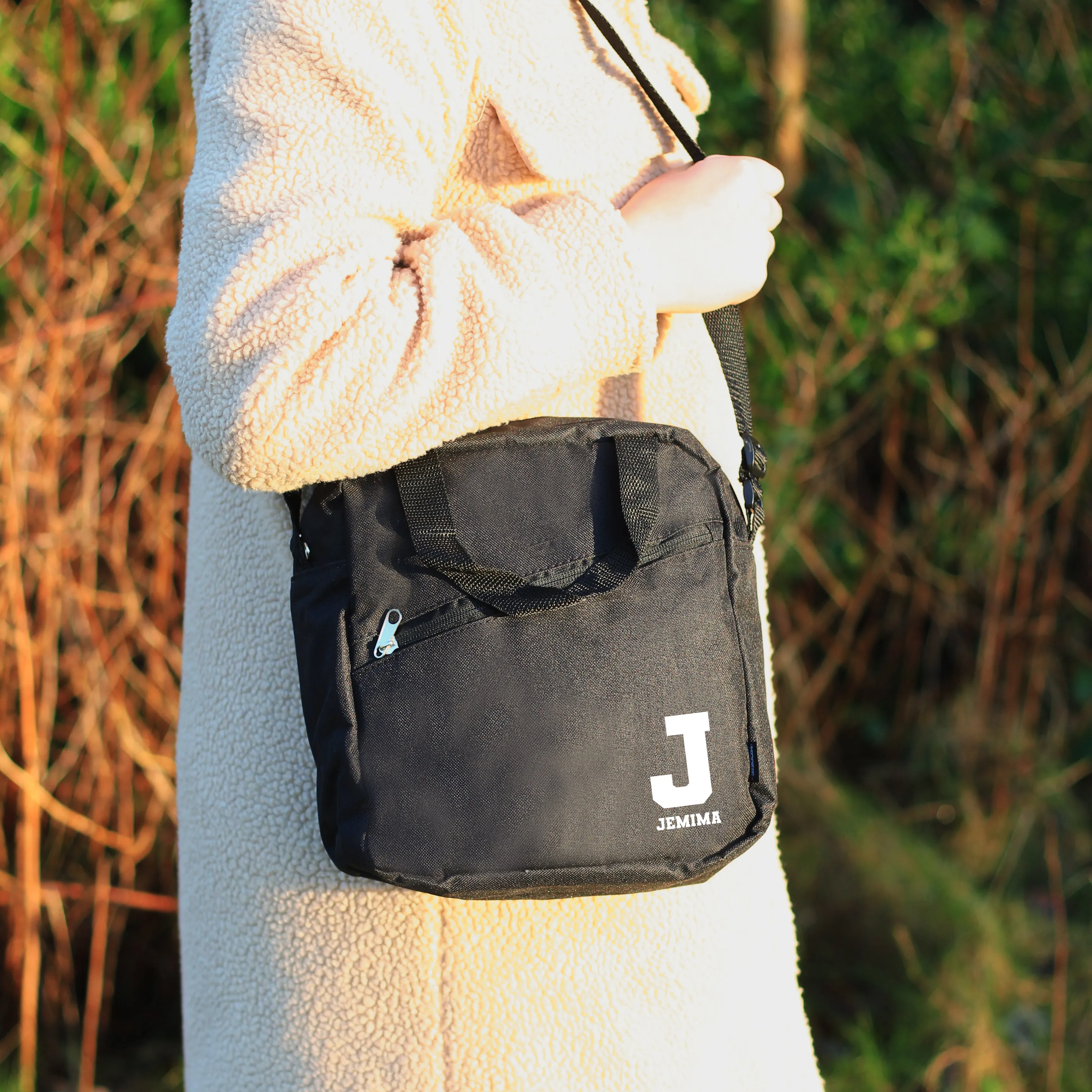 Personalised Black Monogram Lunch / Cooler Bag with Initial & Name