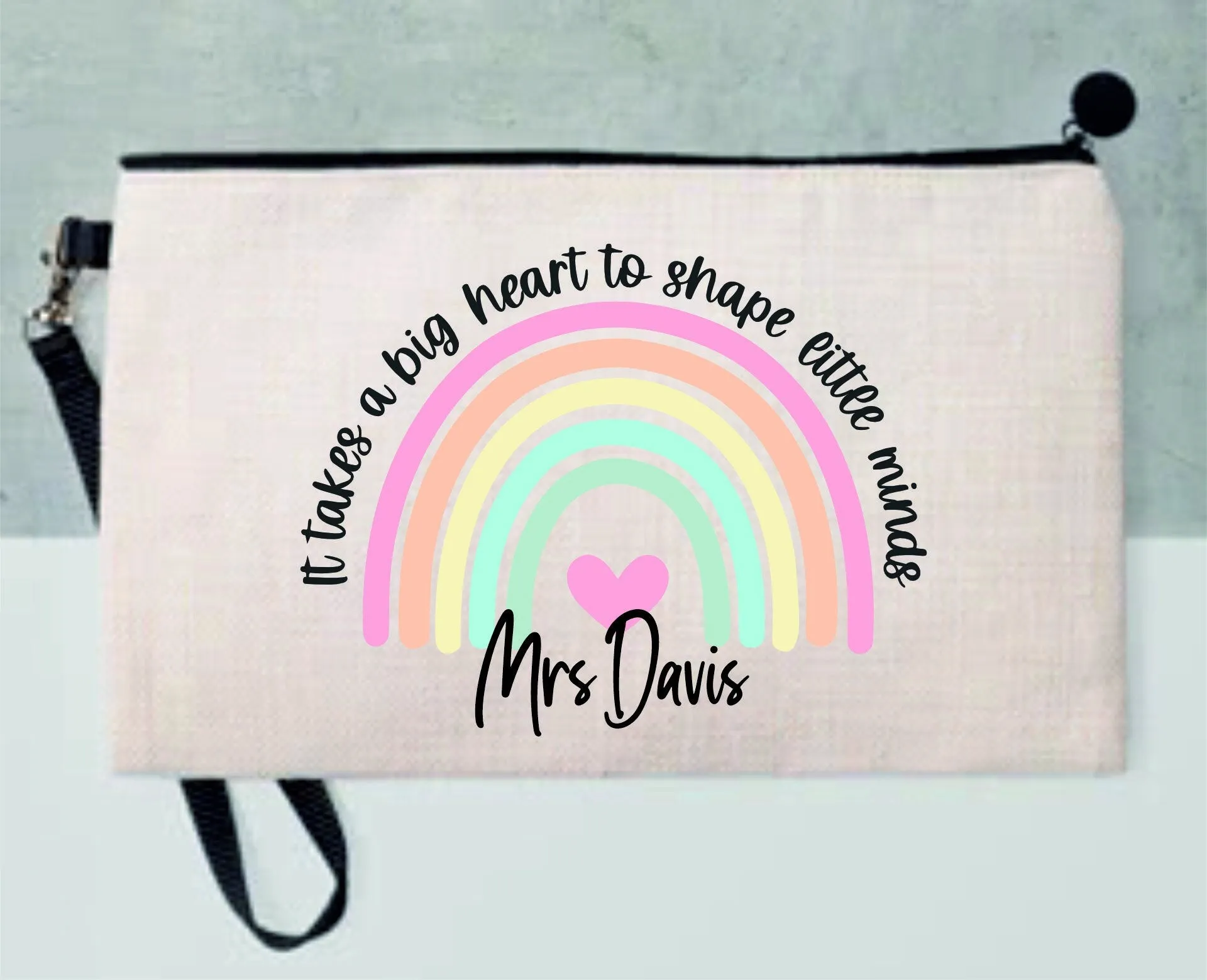 Personalised Teacher It Takes a big heart to shape little minds Pencil Case, Make up Bag | Thank You Teacher Gift