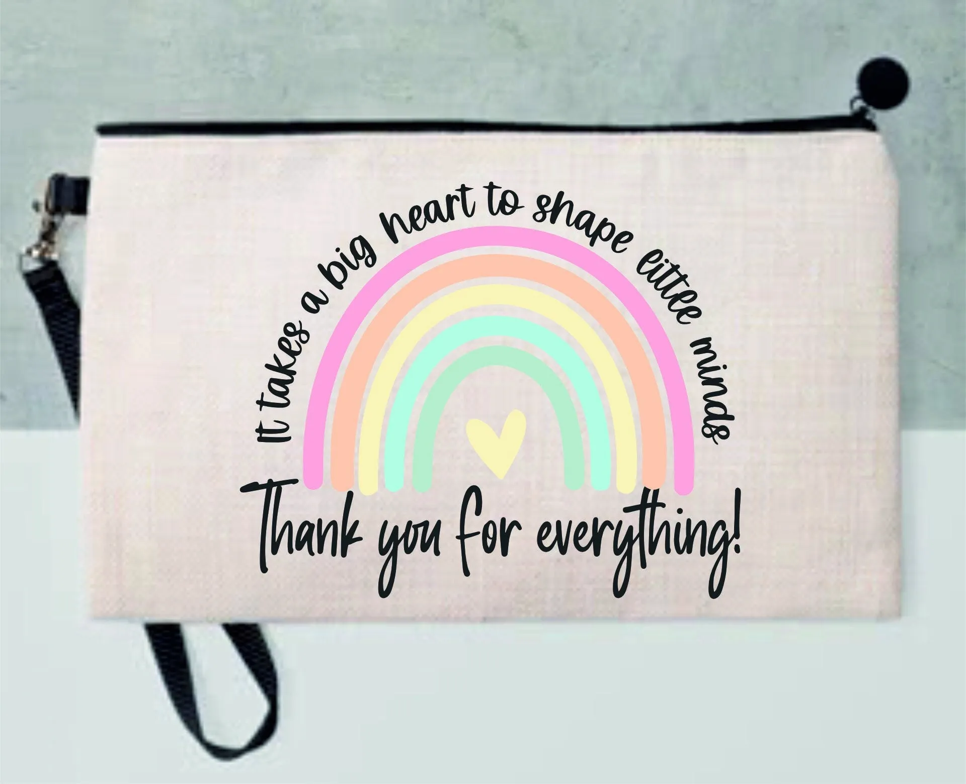 Personalised Teacher It Takes a big heart to shape little minds Pencil Case, Make up Bag | Thank You Teacher Gift